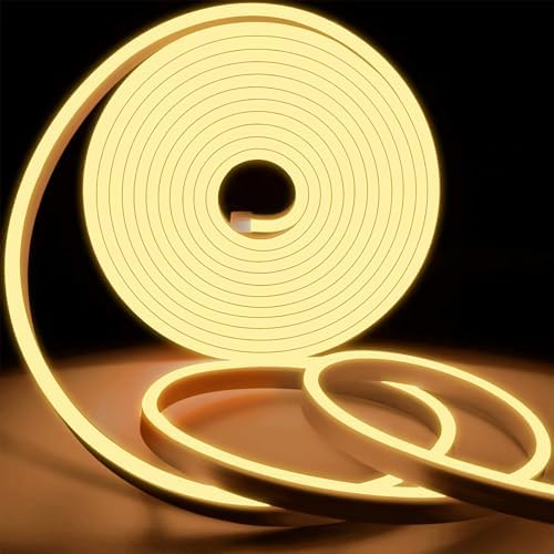 KSIBNW Neon LED Strip Light | 50m Waterproof IP65 Flexible Rope | Warm White