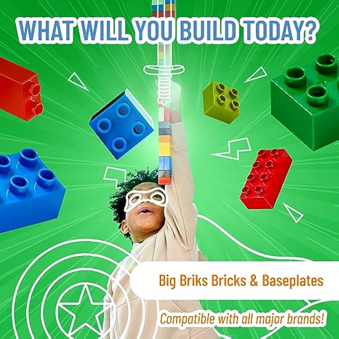 Strictly Briks Big Building Blocks for Toddlers | 204 Piece Rainbow Set