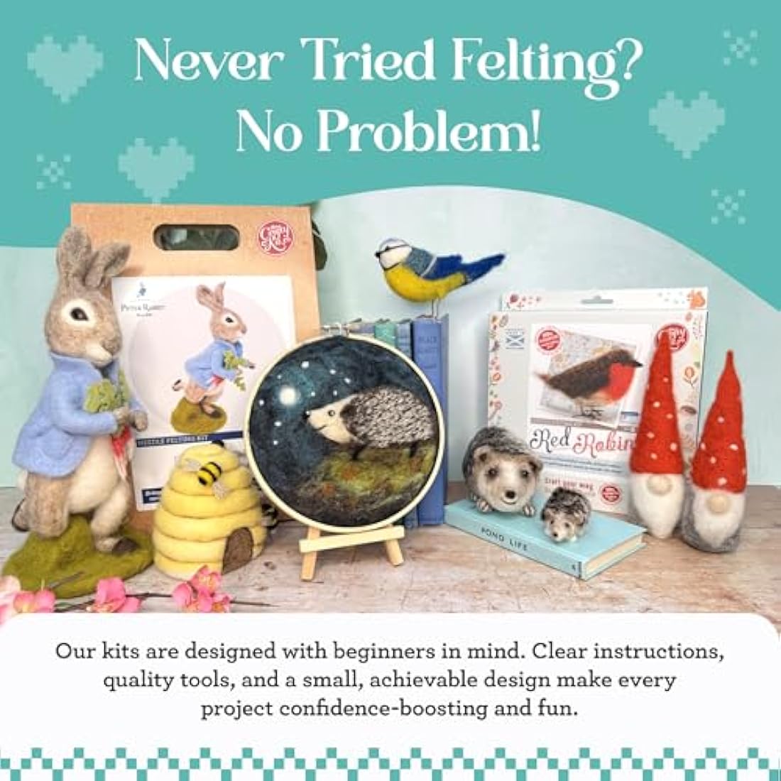 The Crafty Kit Company Blue Tit Needle Felting Kit - 100% Wool DIY