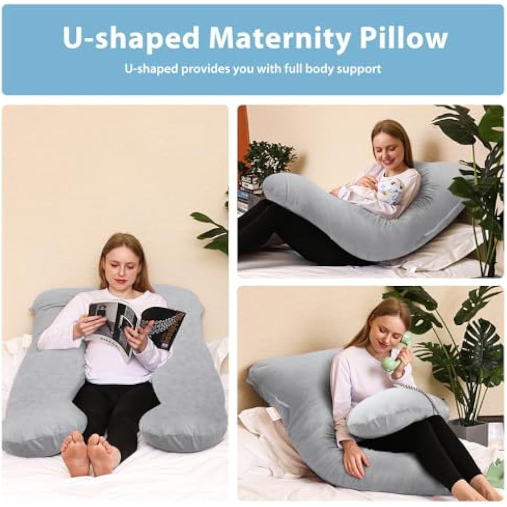 Chilling Home Cooling Pregnancy Pillow – 55" U-Shaped Jersey Body Pillow