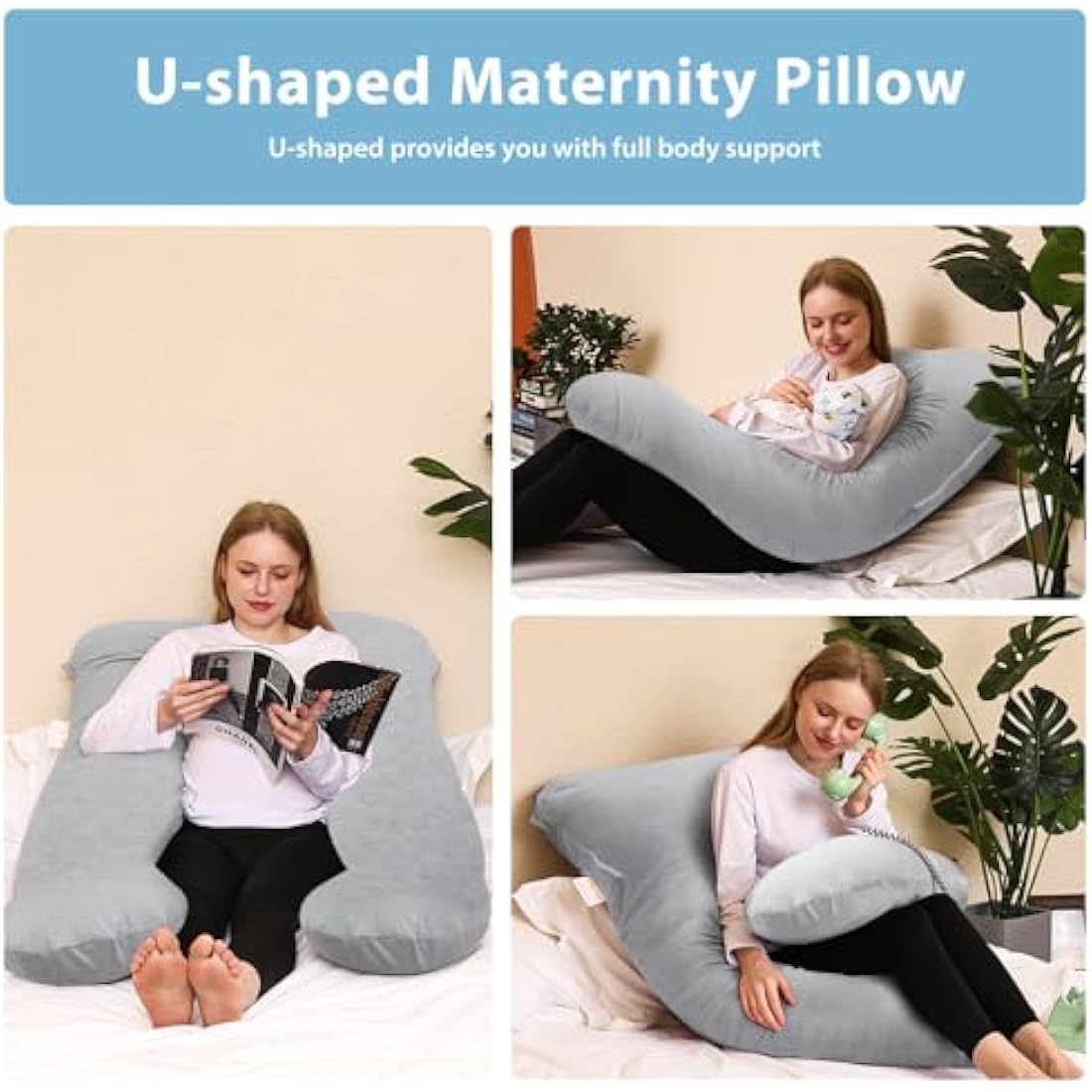 Chilling Home Cooling Pregnancy Pillow – 55" U-Shaped Jersey Body Pillow