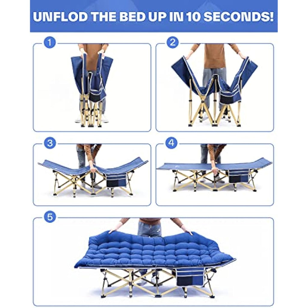 Sportneer Folding Camping Cot with Mattress | Heavy-Duty 450lbs Support