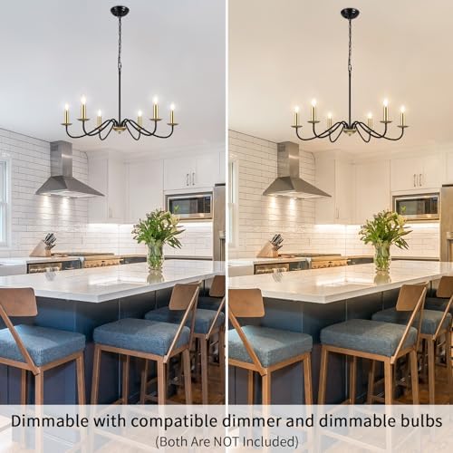 MRHYSWD 6-Light Black and Gold Chandelier | Adjustable Metal Pendant
