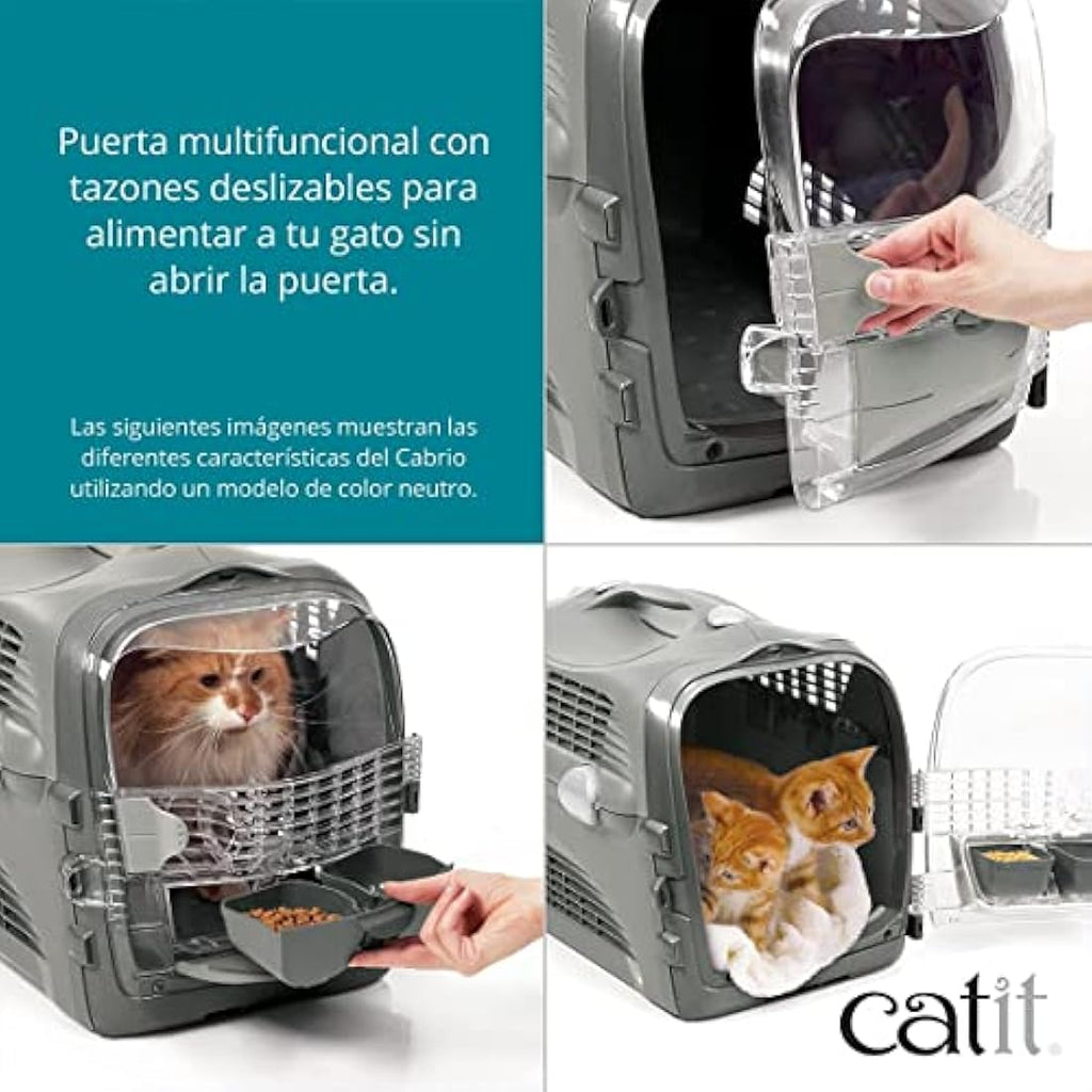 Catit Cabrio Cat Carrier - Ventilated Travel Crate & Bed, Turquoise