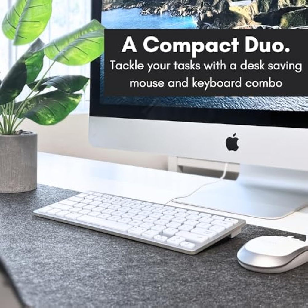 Macally Compact Wired Keyboard and Silent Mouse Combo for Mac & PC