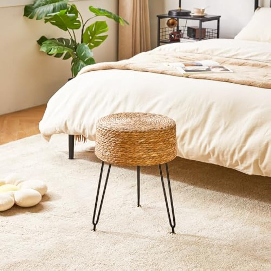 Jolof Store Natural Seagrass Footstool – Handwoven Vanity Makeup Stool