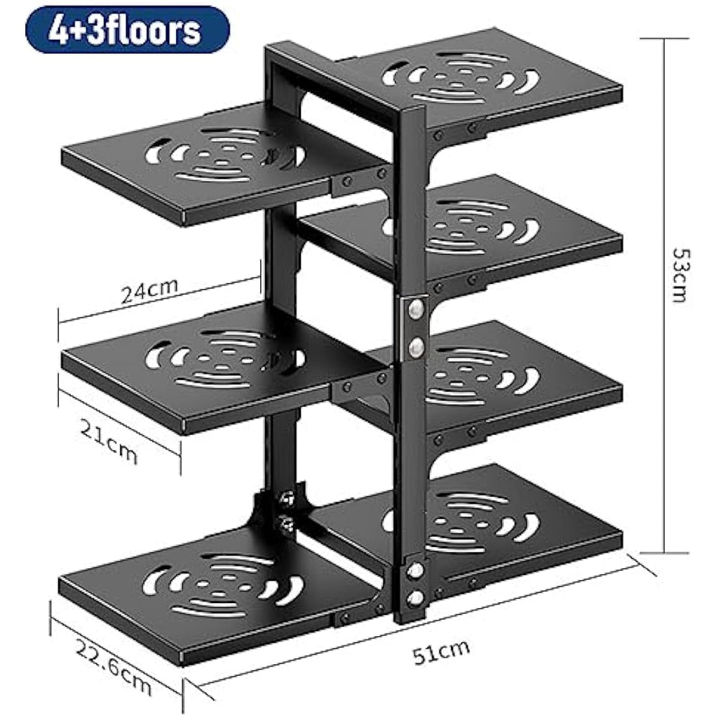 CASONNIK 7-Tier Heavy Duty Pan Organizer | Adjustable Pot Rack for Cabinet