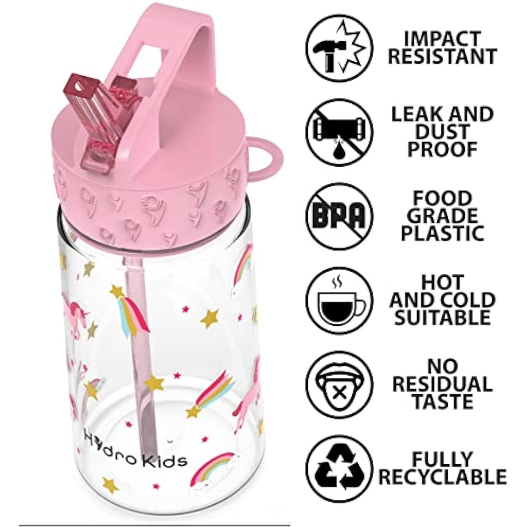HydroKids Kids Water Bottle with Straw – 400ml BPA Free Leakproof