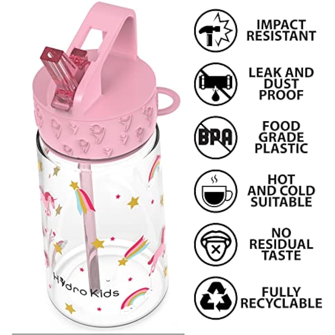 HydroKids Kids Water Bottle with Straw – 400ml BPA Free Leakproof