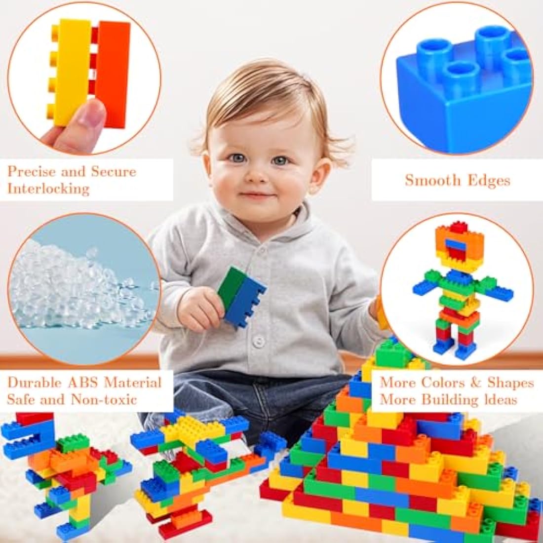 HIUME 100pc Large Building Block Set | Duplo Compatible Toddler Bricks