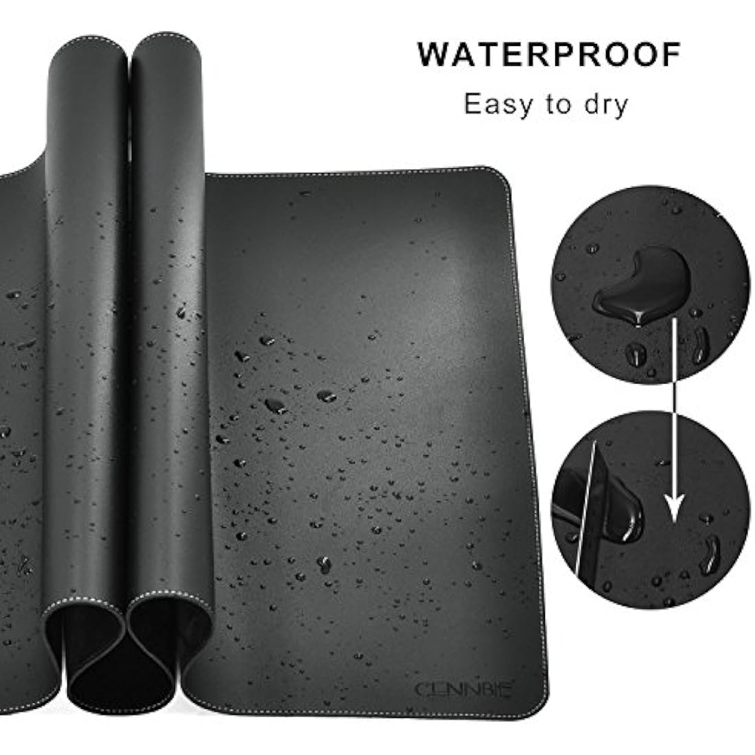 CENNBIE Extra Large Leather Desk Mat – 100x50cm Non-Slip Desk Pad, Black