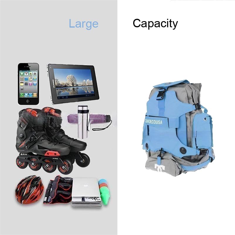zalati Roller Skates Backpack – Durable Inline & Quad Skate Bag, Blue, Large