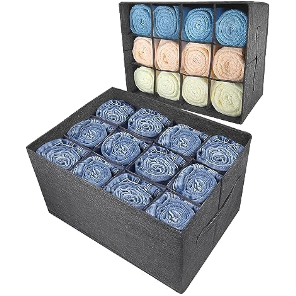 Wardrobe Organiser – 12 Cell Foldable Cationic Fabric Bins