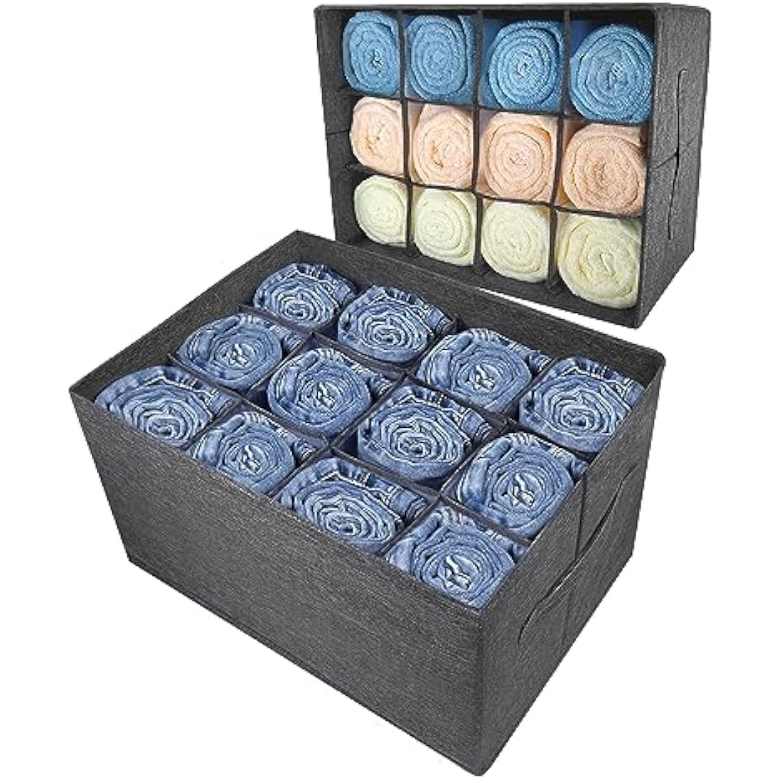 Jolof Store 2-Pack Wardrobe Organiser – 12 Cell Foldable Jeans Storage Bins