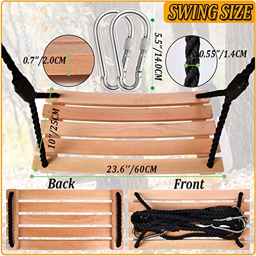 Taeku Wooden Tree Swing – Adjustable Rope Garden Seat for Adults & Kids
