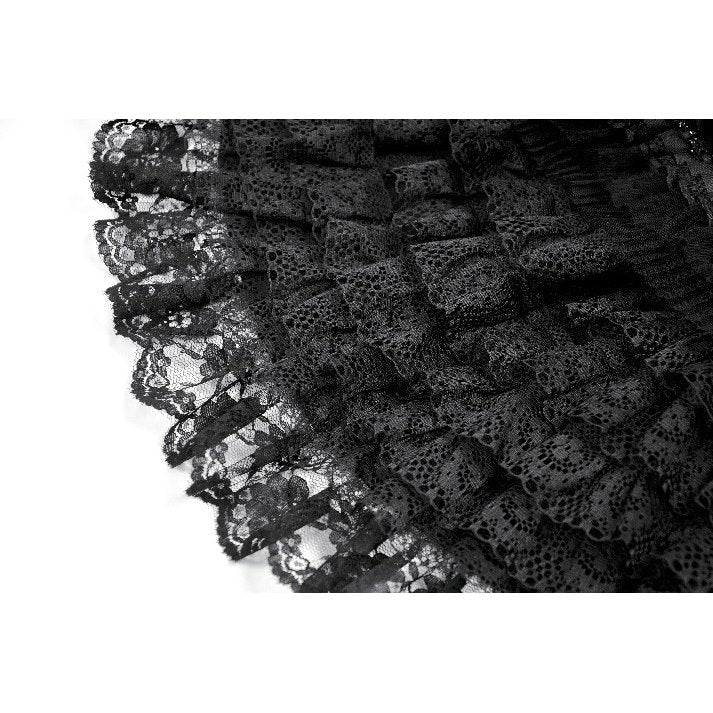 Dark In Love Beatrix Black Satin Ruffled Lace Goth Overskirt