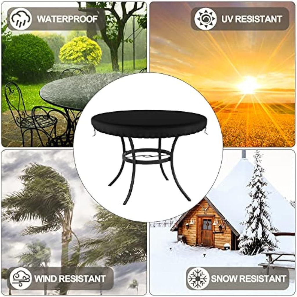 Jolof Store Round Patio Table Cover – 114cm Waterproof 600D Oxford