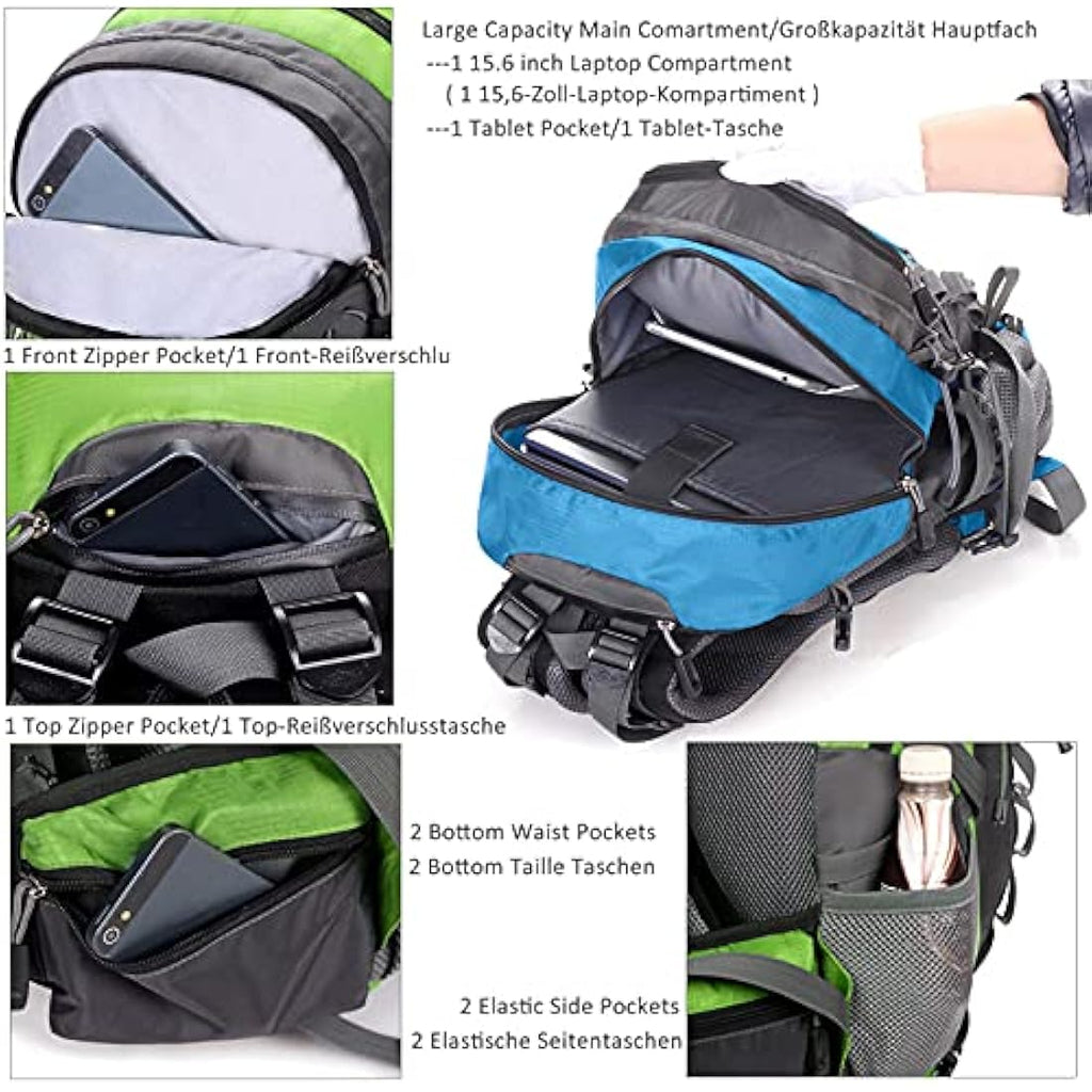 A AM SeaBlue 40L Hiking Backpack | Waterproof Lightweight Trekking Bag