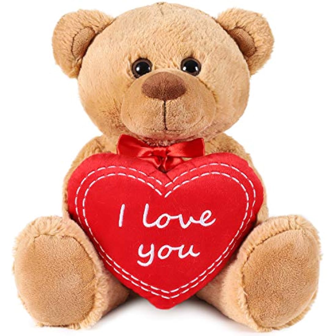BRUBAKER Teddy Bear Plush with I Love You Heart – 14 Inch Light Brown