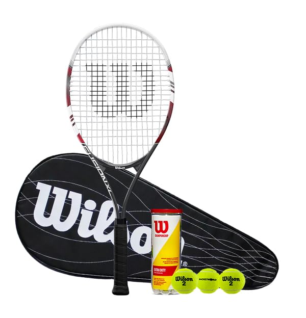 Wilson Fusion XL Tennis Racket | Oversized AirLite Alloy with 3 Balls