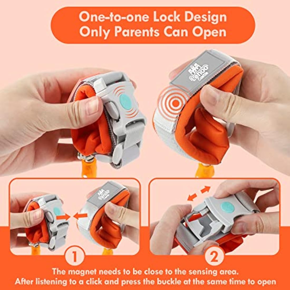 Lehoo Castle Toddler Reins – Anti Lost Wrist Link with Magnetic Lock