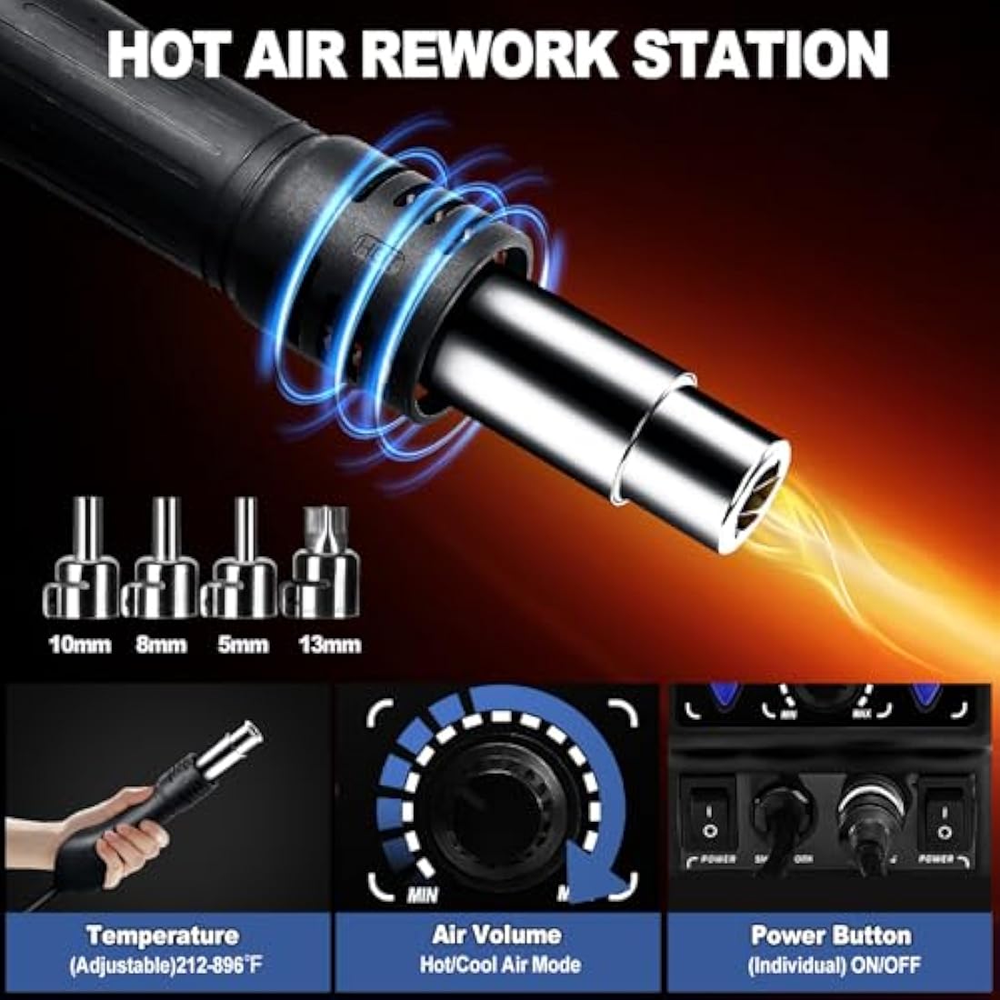 Yofuly 8786D 2-in-1 Soldering Station | 750W Hot Air Gun Rework Kit