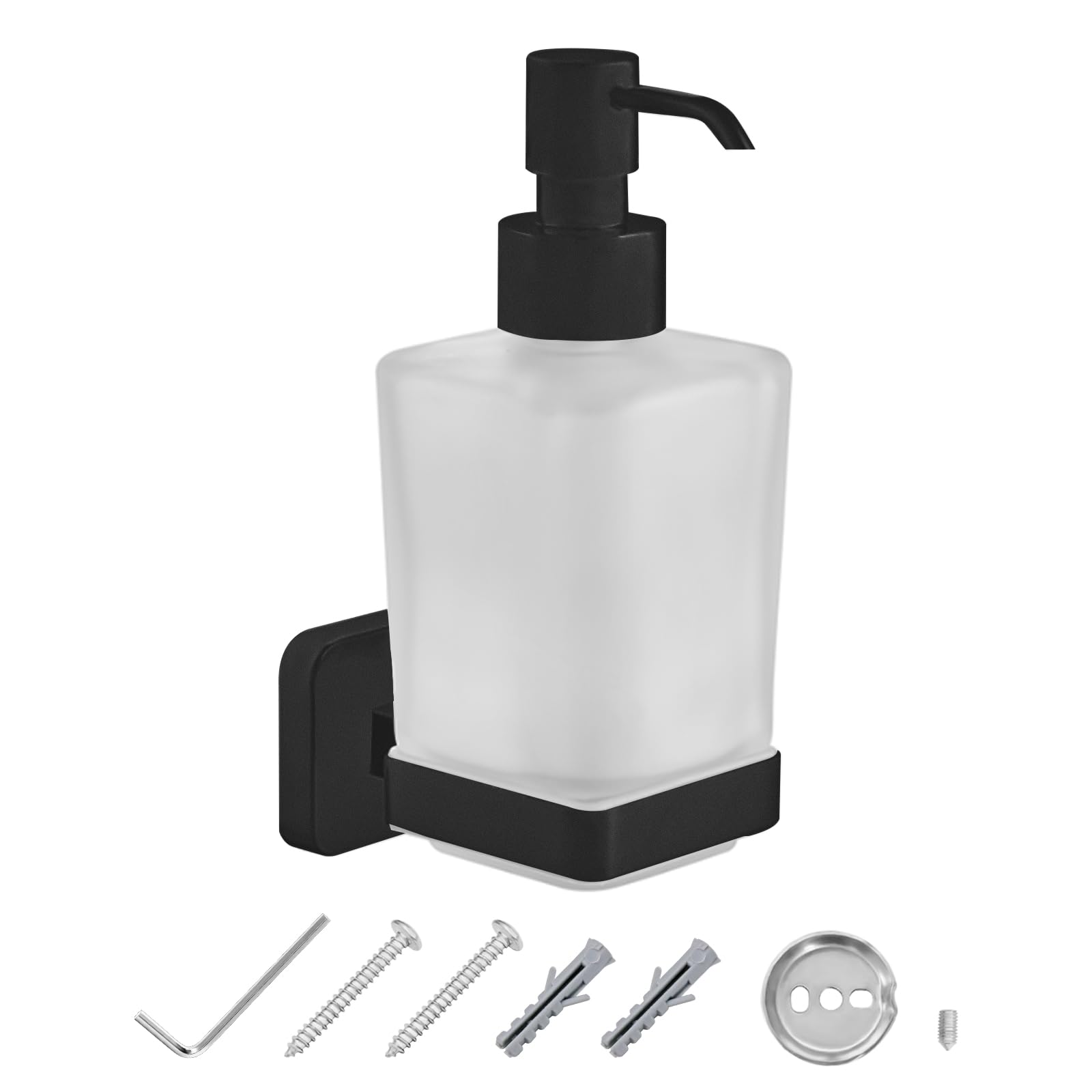 Wall Mounted Soap Dispenser - Black Frosted Glass Holder