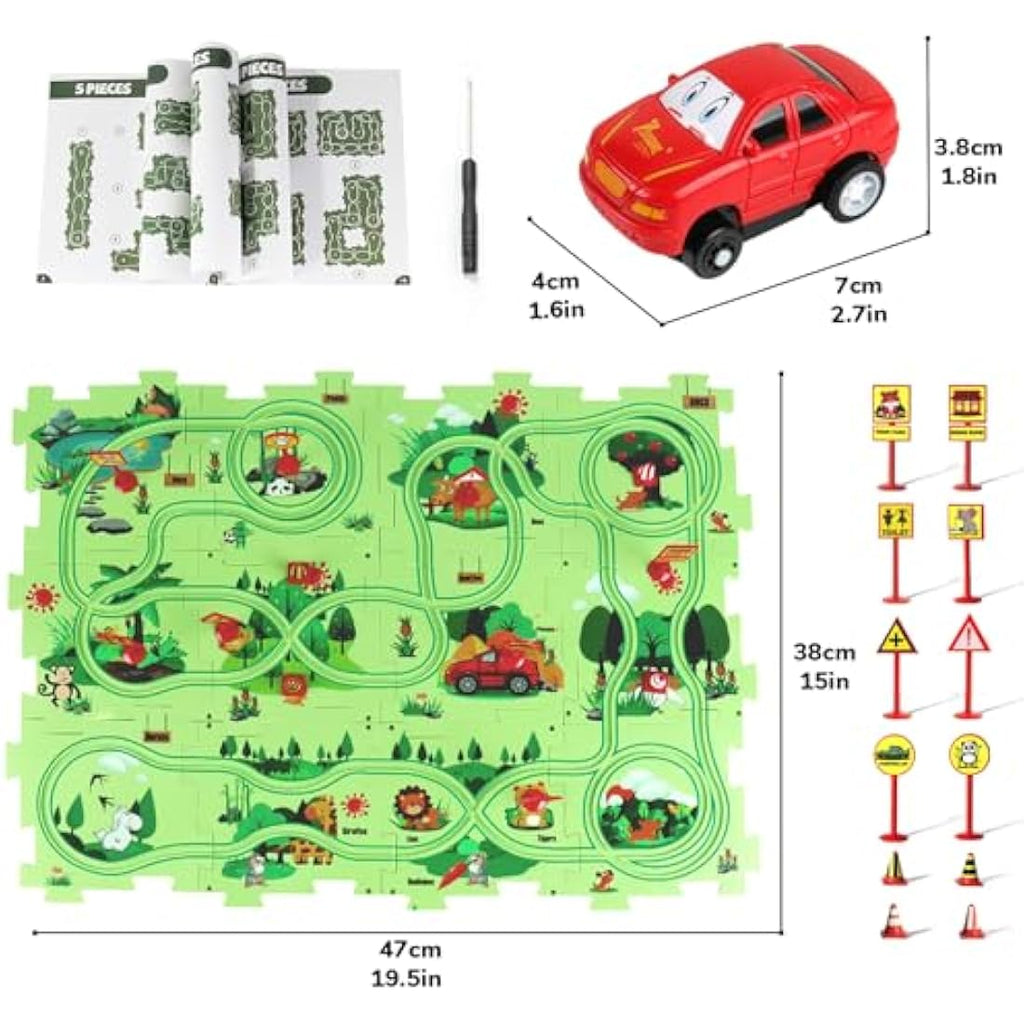 Kids Puzzle Track Car Set | Montessori STEM Educational Toy