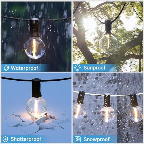 Svater 100FT Outdoor String Lights – IP45 Waterproof G40 LED Garden Lights