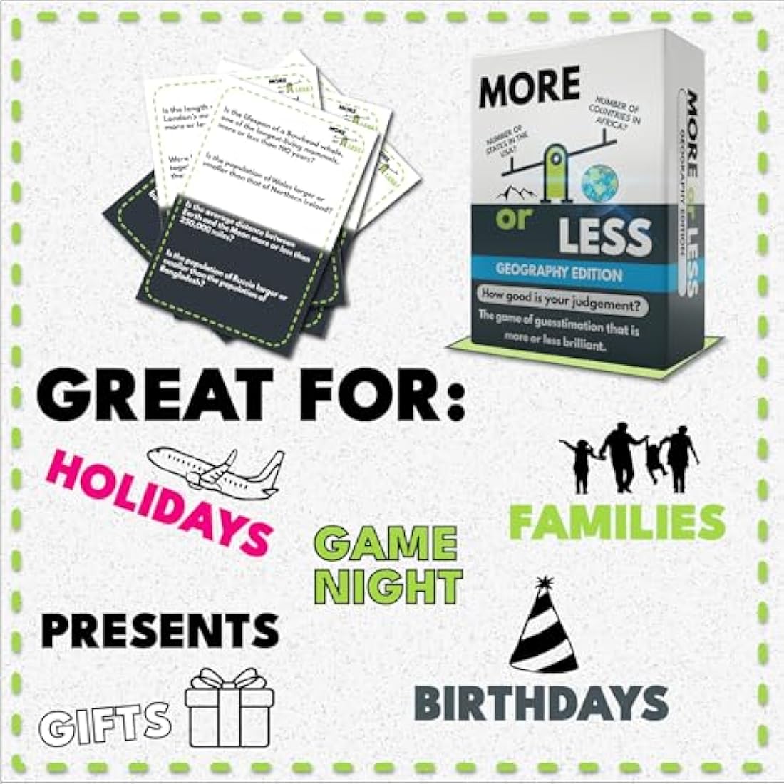 More or Less Geography Edition Card Game | Educational Trivia for All Ages