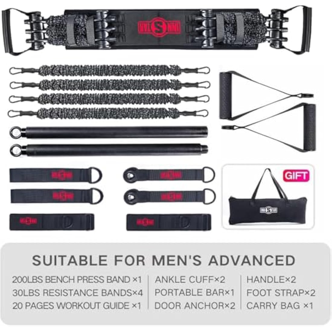 INNSTAR Portable Home Gym Set | Resistance Band Bench Press Kit