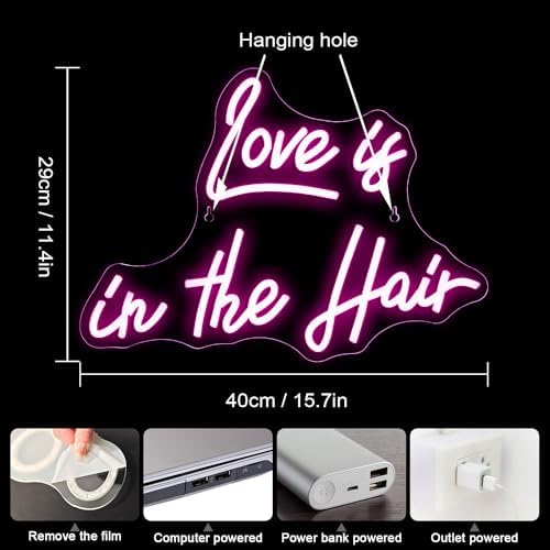 Horseneon Love is in the Hair Neon Sign | USB Dimmable LED Wall Decor