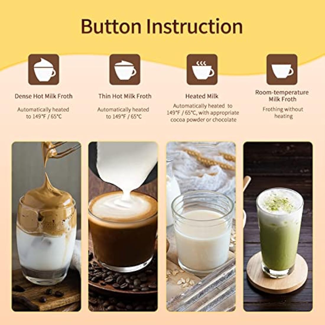 4-in-1 Electric Milk Frother | 300ml Automatic Steamer