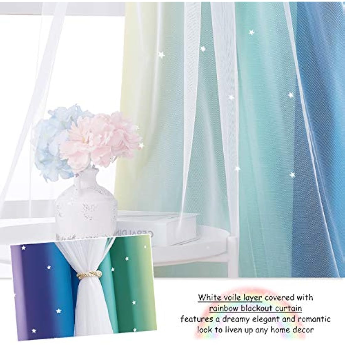 NICETOWN Kids Star Cut Out Blackout Curtains | Thermal Eyelet Drapes, 2 Panels