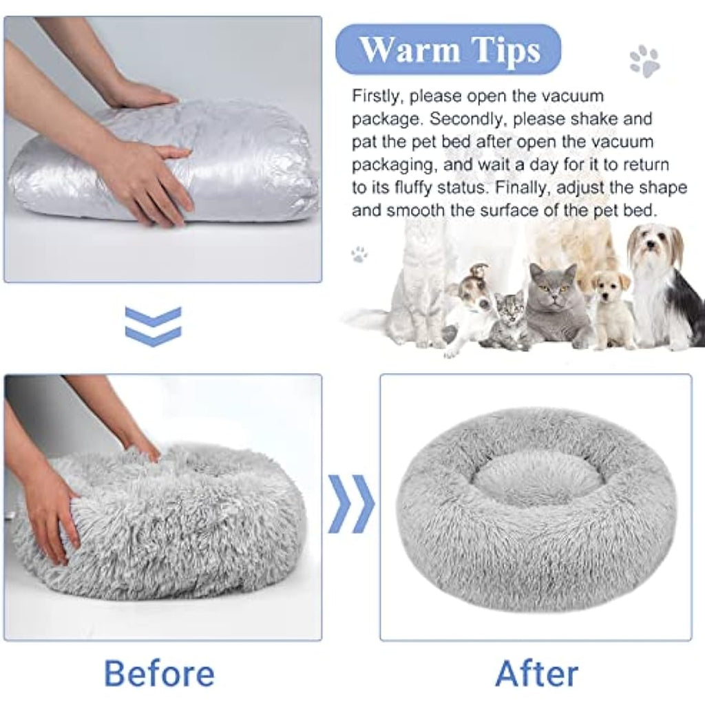 Moistu Calming Donut Dog Bed | Washable Orthopedic Plush Pet Bed - XL