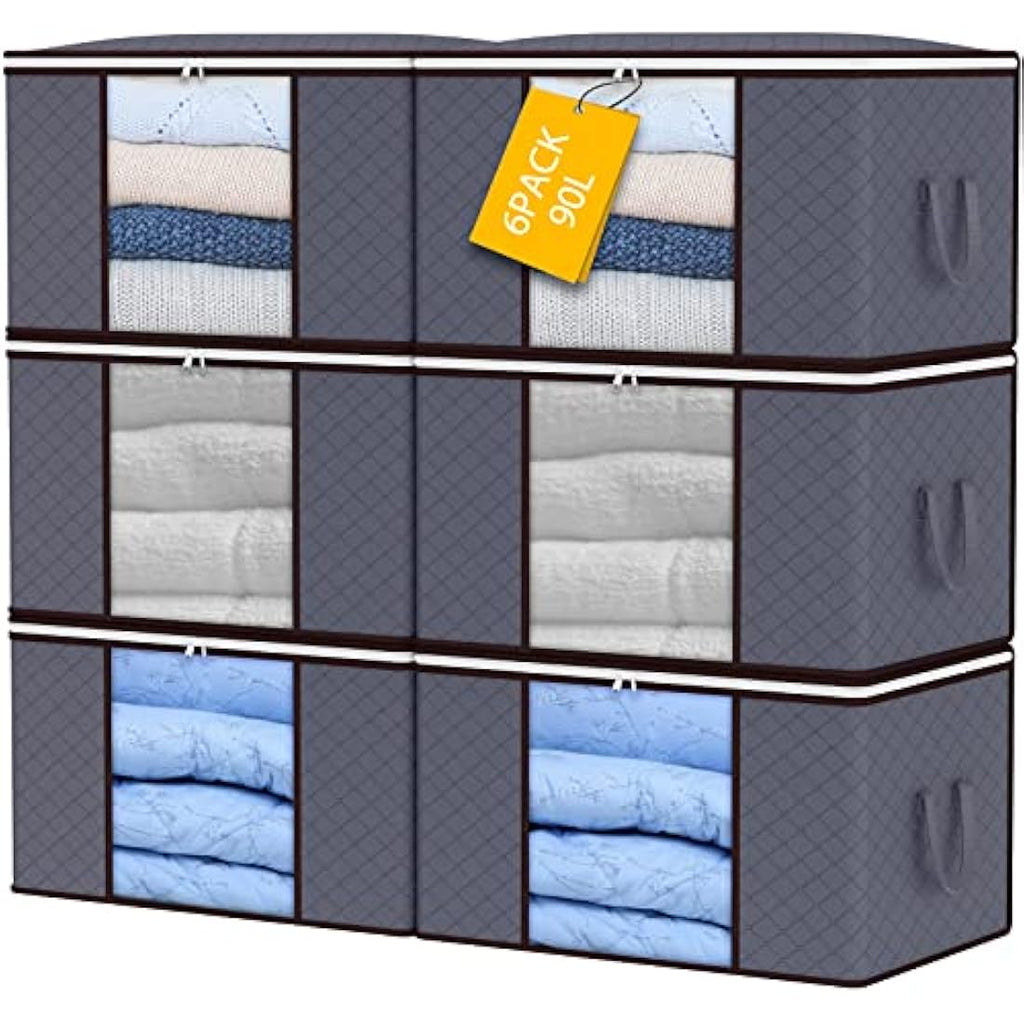Jolof Store 90L Clothes Storage Bags | 6-Pack Foldable Fabric Boxes
