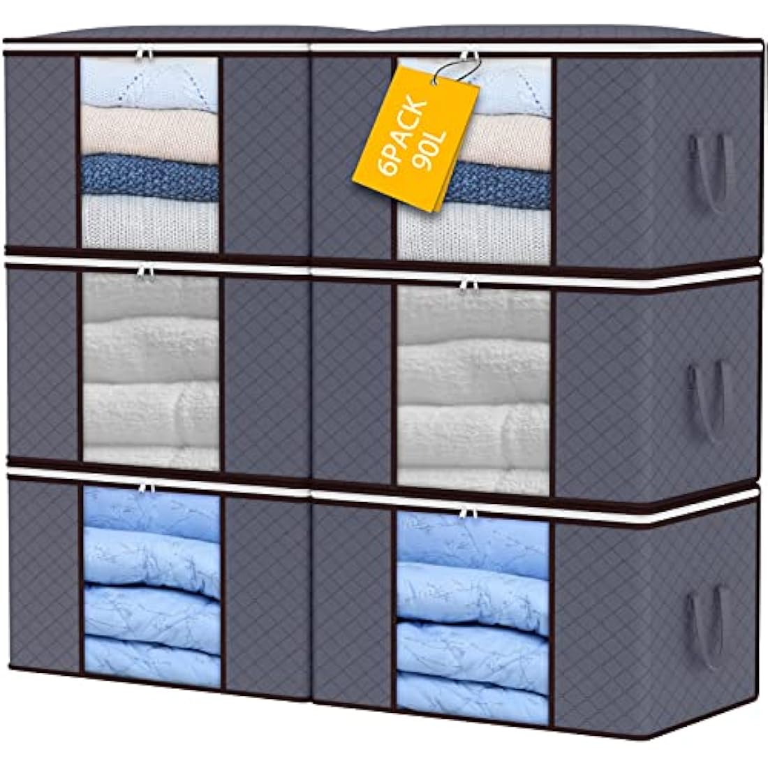 Jolof Store 90L Clothes Storage Bags | 6-Pack Foldable Fabric Boxes