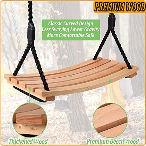 Taeku Wooden Tree Swing – Adjustable Rope Garden Seat for Adults & Kids