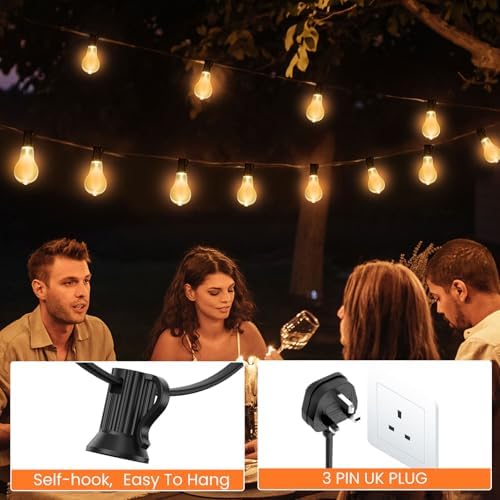 100FT Outdoor Festoon Lights – 50 Shatterproof Bulbs