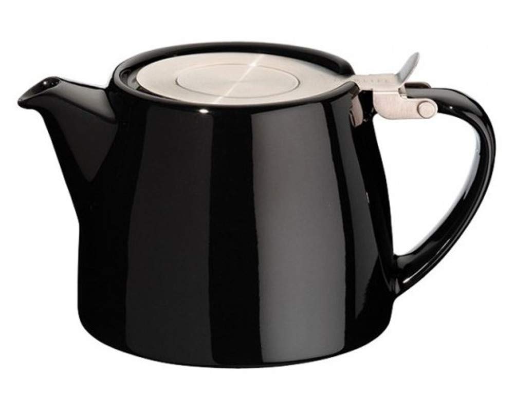 Forlife Stump Teapot 530ml – Black Ceramic Tea Pot with Infuser