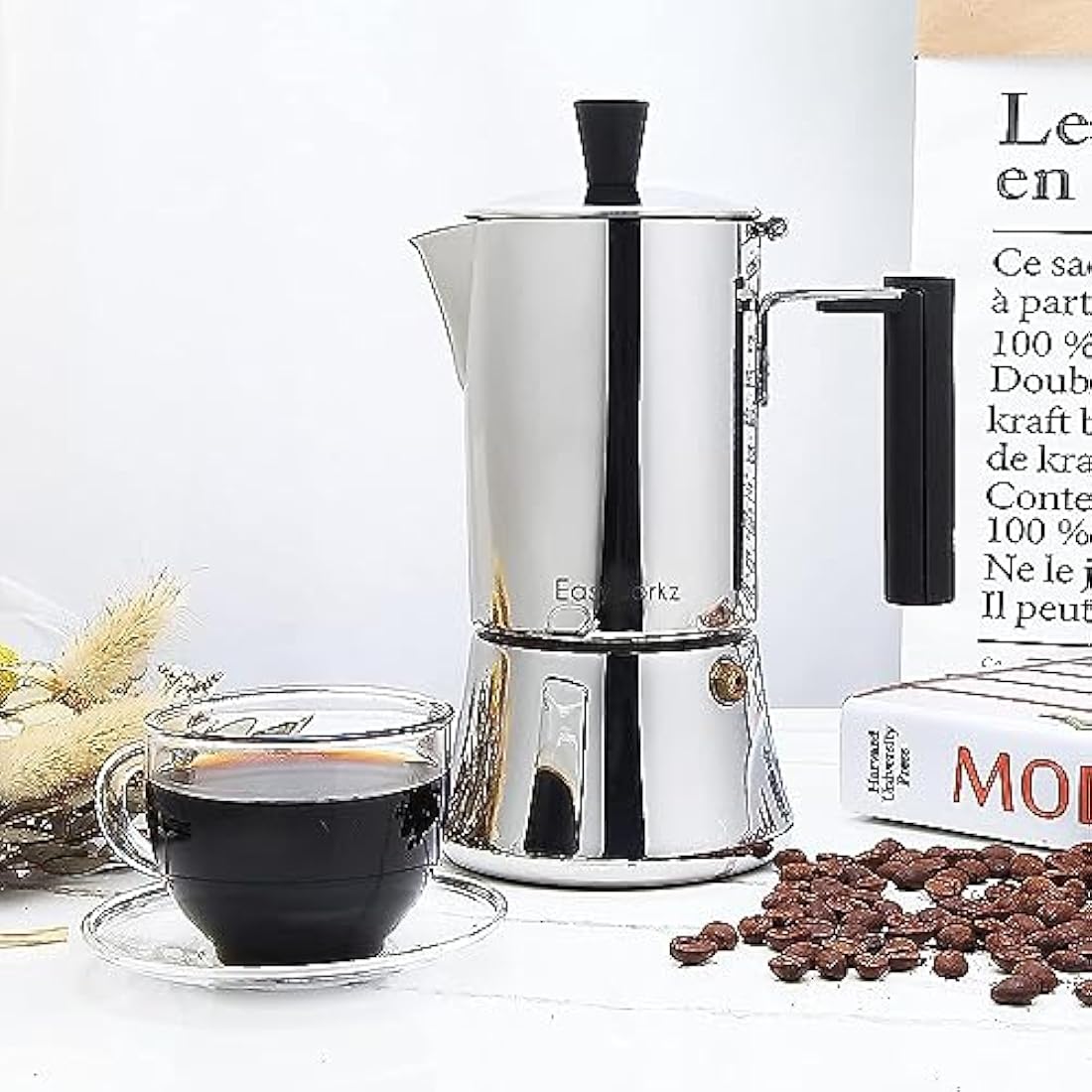 Easyworkz 6-Cup Stainless Steel Stovetop Espresso Maker | Induction Moka Pot