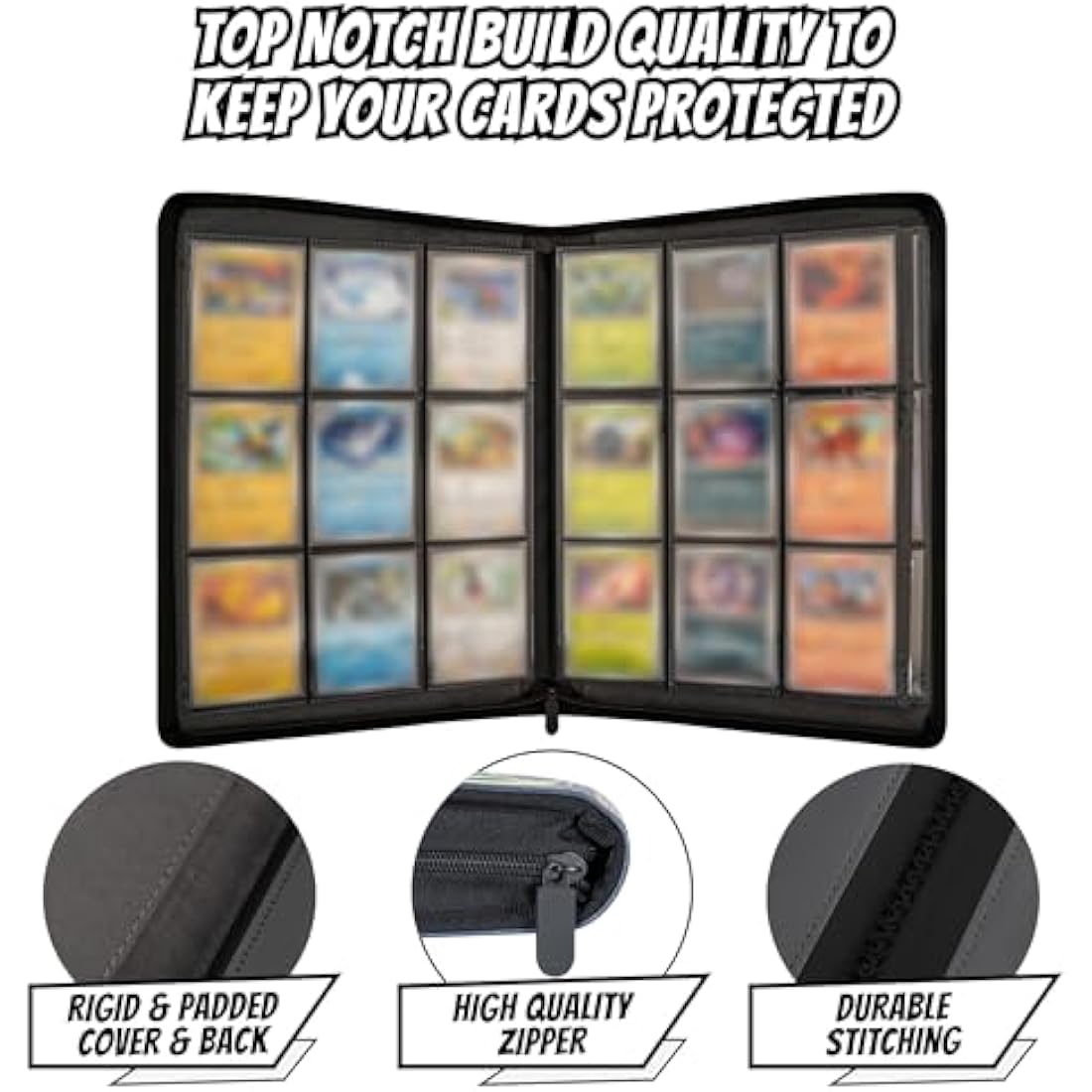 3D Pokemon Card Binder | 9-Pocket PU Leather TCG Album (360 Cards)