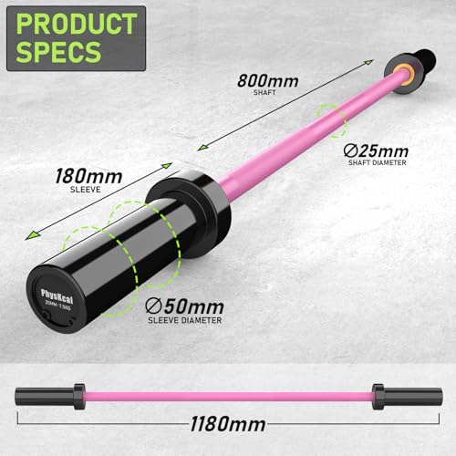 PhysKcal 4ft Olympic Barbell | 2-Inch Short Training Bar for Home Gym