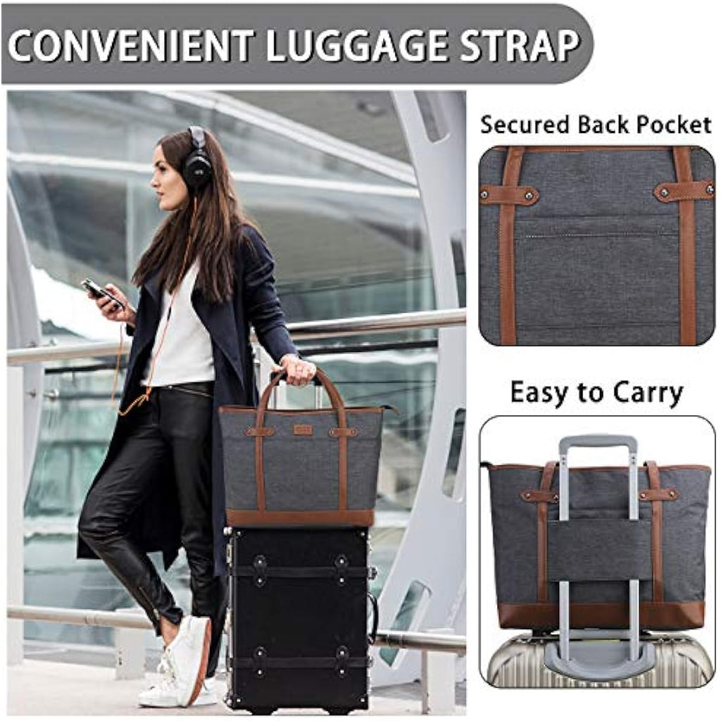 RAVUO 15.6 Inch Laptop Tote Bag | Water Resistant Work Bag for Women