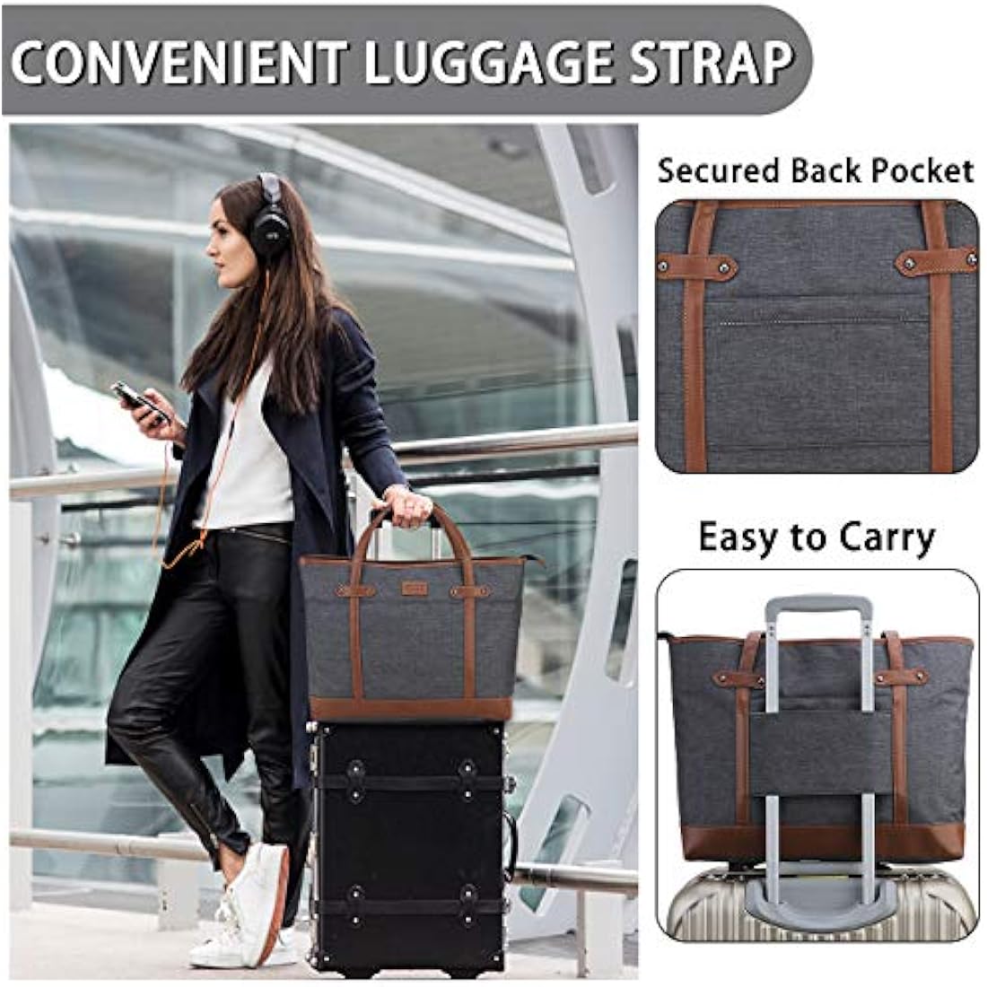 RAVUO 15.6 Inch Laptop Tote Bag | Water Resistant Work Bag for Women