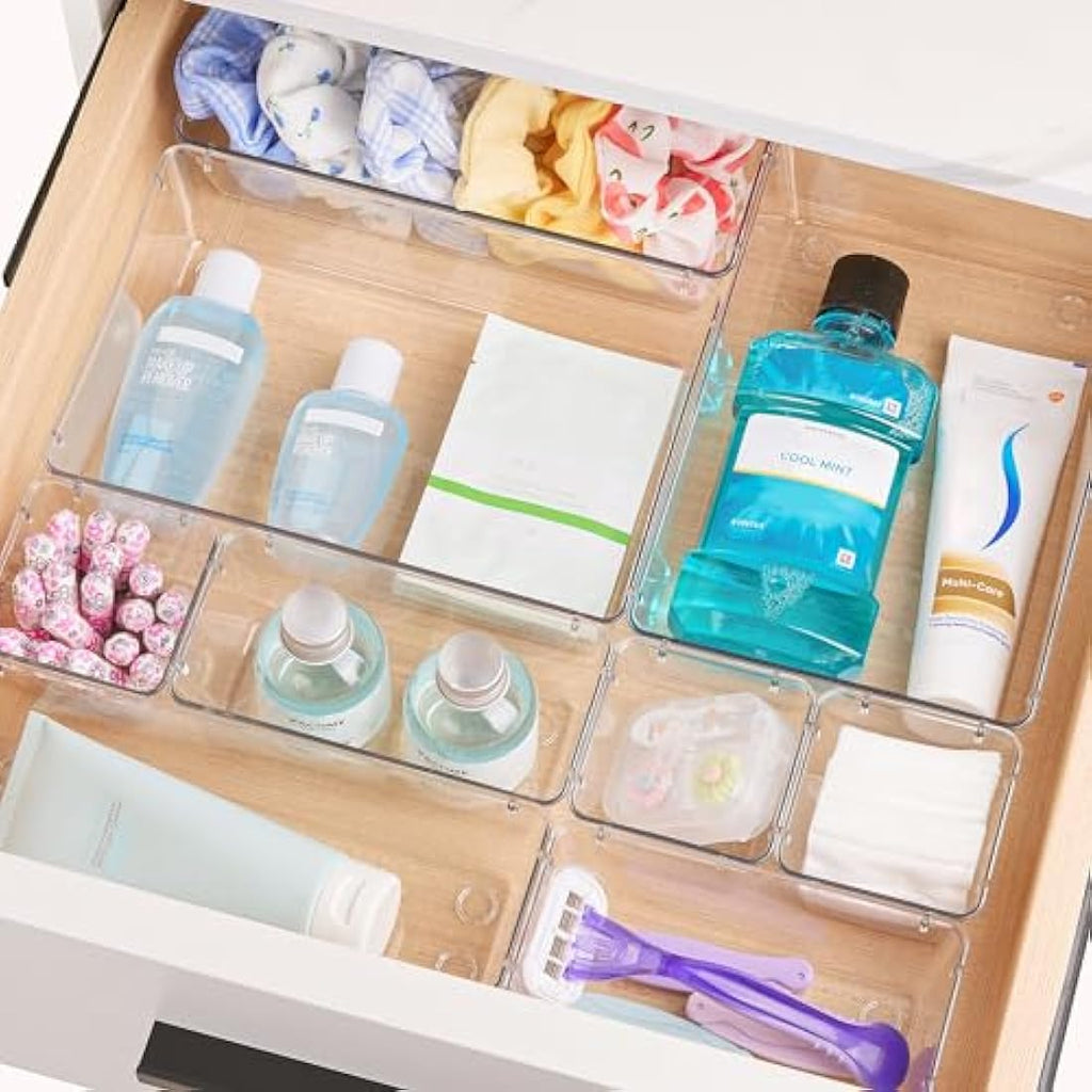 Vtopmart 44 Pack Clear Plastic Drawer Organisers | 4-Size Storage Bins