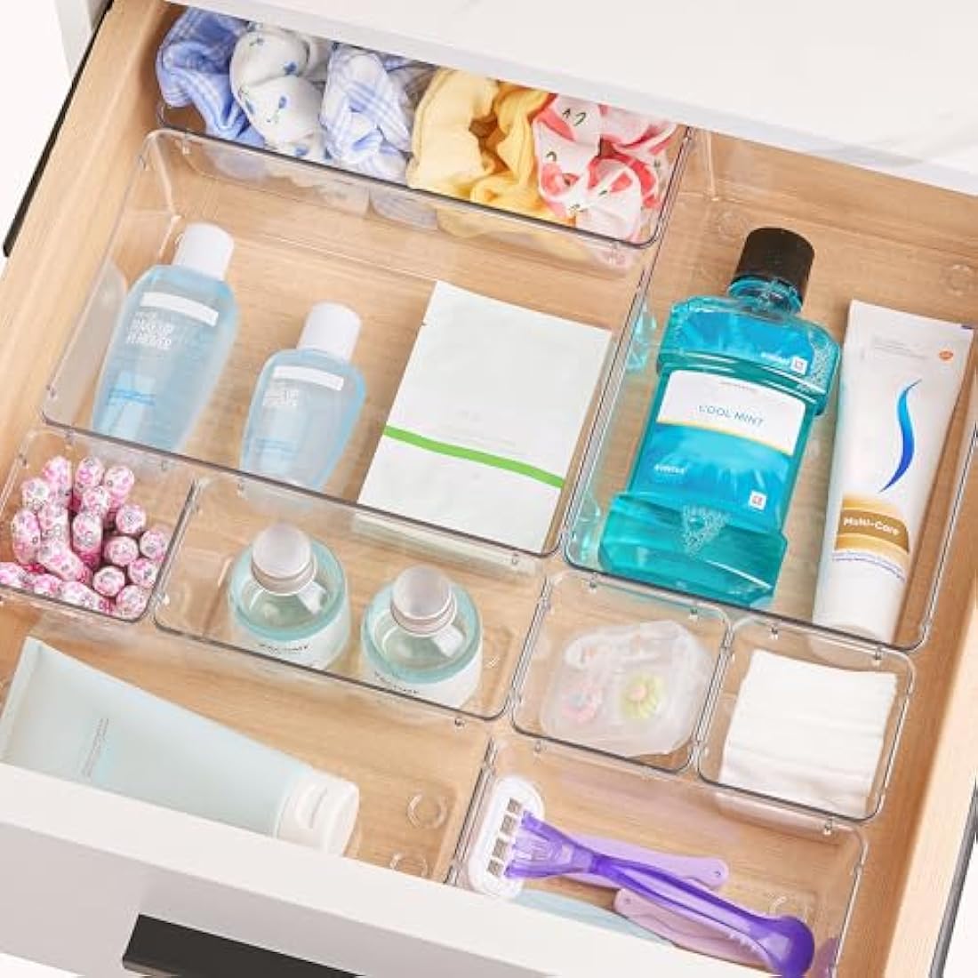 Vtopmart 44 Pack Clear Plastic Drawer Organisers | 4-Size Storage Bins
