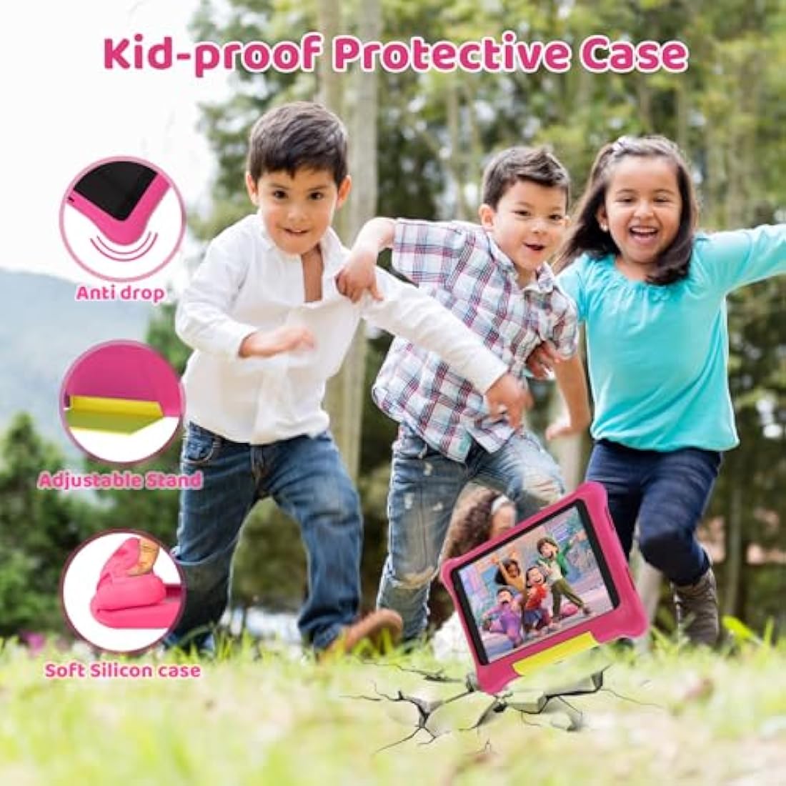 Ainmel 7 Inch Kids Tablet - Android 13, 5GB RAM, Parental Control (Pink)