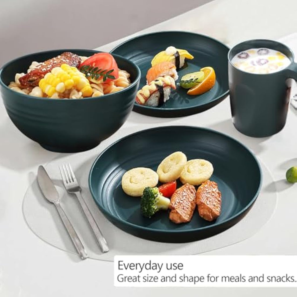 Kyraton 32-Piece Plastic Dinnerware Set | Unbreakable Camping Dishes for 8