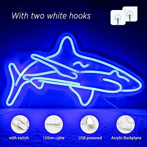 Ineonlife Shark LED Neon Sign – Blue Acrylic Wall Decor for Bedroom, 17x9